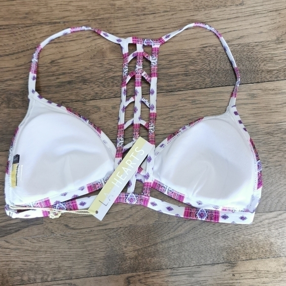 La Hearts Bikini Top Racerback Boho Print New Large - Picture 2 of 5